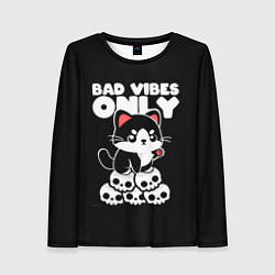 Лонгслив женский Кот - только плохие предчувствия, цвет: 3D-принт