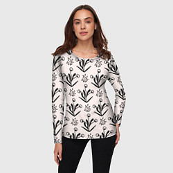 Лонгслив женский Веточка цветочная, цвет: 3D-принт — фото 2