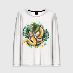 Лонгслив женский Змея в черепе с листьями, цвет: 3D-принт
