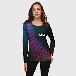 Лонгслив женский Chery neon hexagon, цвет: 3D-принт — фото 2