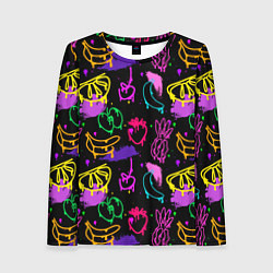Лонгслив женский Фруктовое граффити паттерн, цвет: 3D-принт