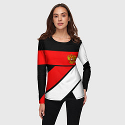 Лонгслив женский Россия герб спорт текстура, цвет: 3D-принт — фото 2