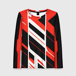 Женский лонгслив Black and red stripes on a white background