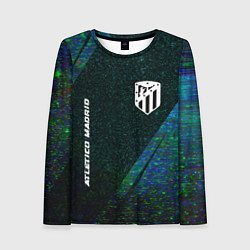 Лонгслив женский Atletico Madrid glitch blue, цвет: 3D-принт