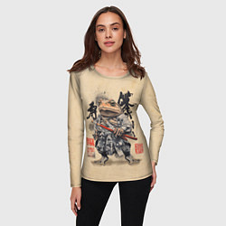 Лонгслив женский Жаба самурай - japan aesthetic, цвет: 3D-принт — фото 2