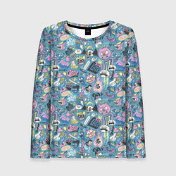Лонгслив женский Дудл животные и меч, цвет: 3D-принт