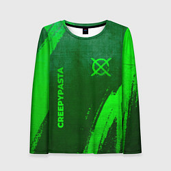 Лонгслив женский CreepyPasta - green gradient вертикально, цвет: 3D-принт