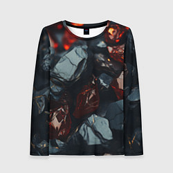 Женский лонгслив Темные блестящие абстрактные камни