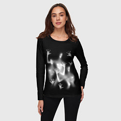 Лонгслив женский Белые призрачные силуэты Y2K, цвет: 3D-принт — фото 2