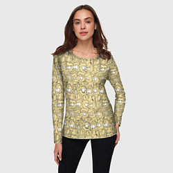 Лонгслив женский Дудл человечки носатые - паттерн, цвет: 3D-принт — фото 2