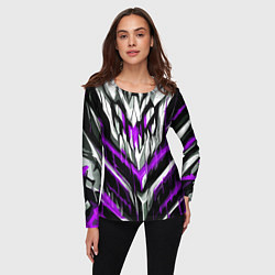 Лонгслив женский Фиолетово-белые ломаные клыки, цвет: 3D-принт — фото 2
