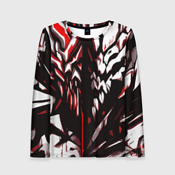 Лонгслив женский White and red abstraction on a black background, цвет: 3D-принт