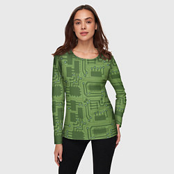 Лонгслив женский Милитари электронная плата, цвет: 3D-принт — фото 2