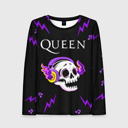Лонгслив женский Queen неоновый череп, цвет: 3D-принт