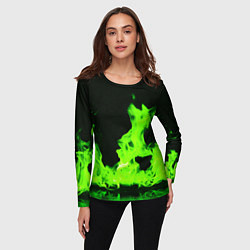 Лонгслив женский Кислотный зелёный огонь, цвет: 3D-принт — фото 2