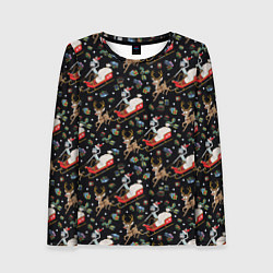 Женский лонгслив Рик и Морти сани с оленем - Christmas