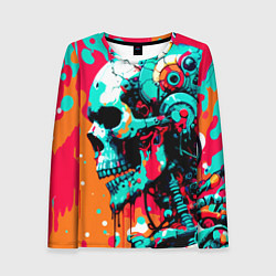 Лонгслив женский Cyber skull sketch - ai art fantasy, цвет: 3D-принт