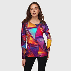 Лонгслив женский Разноцветные треугольники 2, цвет: 3D-принт — фото 2