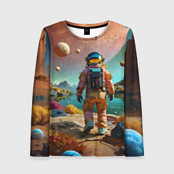 Лонгслив женский Астронавт на красочной планете, цвет: 3D-принт