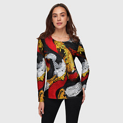 Лонгслив женский Яркий змеиный паттерн, цвет: 3D-принт — фото 2