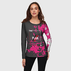 Лонгслив женский Think plan do, цвет: 3D-принт — фото 2