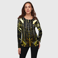 Лонгслив женский Gold lines on a black background, цвет: 3D-принт — фото 2