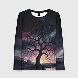 Женский лонгслив Дерево под звездами