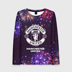 Лонгслив женский Праздничный Manchester United, цвет: 3D-принт