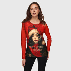 Лонгслив женский Санту не встречала - но оленей много, цвет: 3D-принт — фото 2