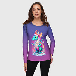Лонгслив женский Новогодний дракончик - нейроарт, цвет: 3D-принт — фото 2