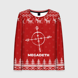 Лонгслив женский Новогодний Megadeth с оленями, цвет: 3D-принт
