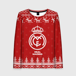 Лонгслив женский Новогодний Real Madrid с оленями, цвет: 3D-принт