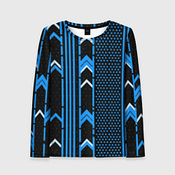 Лонгслив женский Синие обои на чёрном фоне, цвет: 3D-принт