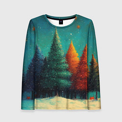 Женский лонгслив Разноцветные елочки