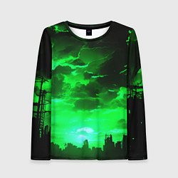 Женский лонгслив Кислотный зелёный закат