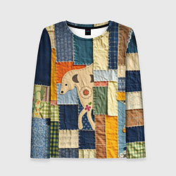 Женский лонгслив Пэчворк с собакой