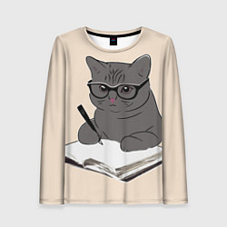 Лонгслив женский Психолог кот, цвет: 3D-принт