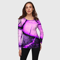 Лонгслив женский Трещины на абстрактном фиолетовом фоне, цвет: 3D-принт — фото 2