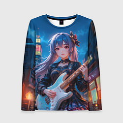 Лонгслив женский Аниме девочка с электрогитарой, цвет: 3D-принт