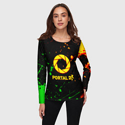 Лонгслив женский Portal кислотные краски, цвет: 3D-принт — фото 2