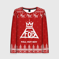 Лонгслив женский Новогодний Fall Out Boy с оленями, цвет: 3D-принт