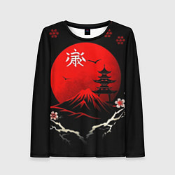 Лонгслив женский Japan red black nature, цвет: 3D-принт