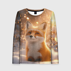 Лонгслив женский Рыжая лисичка в снежном лесу, цвет: 3D-принт