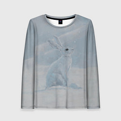 Женский лонгслив Заяц среди снега