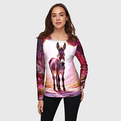 Лонгслив женский Осел в розовом свете, цвет: 3D-принт — фото 2