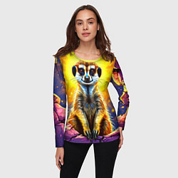 Лонгслив женский Сурикат в яркиз лучах солнца, цвет: 3D-принт — фото 2