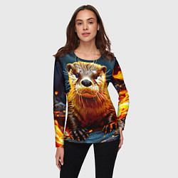 Лонгслив женский Выдра в огне, цвет: 3D-принт — фото 2