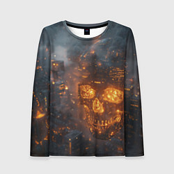 Лонгслив женский Череп - огонь, цвет: 3D-принт