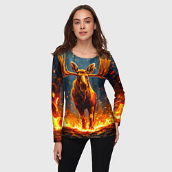 Лонгслив женский Лось в огне, цвет: 3D-принт — фото 2