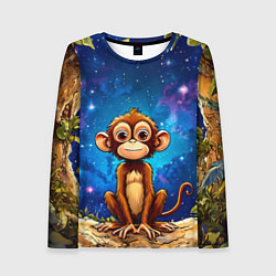 Лонгслив женский Обезьянка в звездную ночь, цвет: 3D-принт